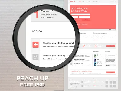 Free PSD - Peach Up free psd web page