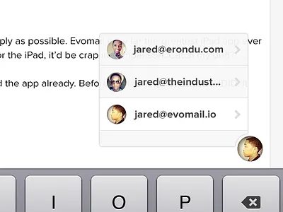 Switch between your sending account account app email ios ipad mail