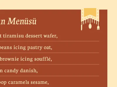 Daily Menu bakery clean cutlery flat fork knife menu pastry ribbon spoon ui website