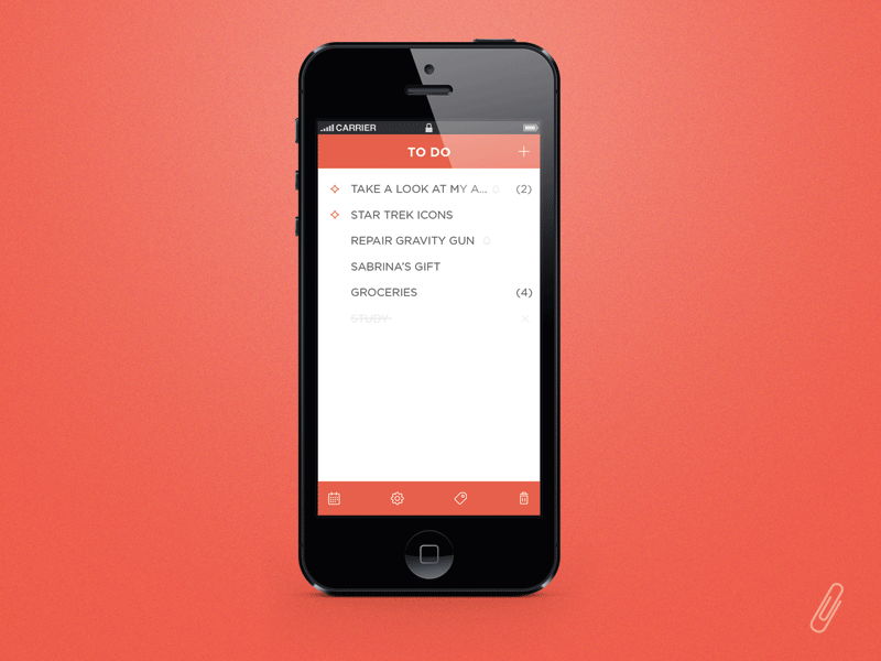 [gif] Note app 5 animation app cadmo design concept gif icons ios iphone list rebound to do ui