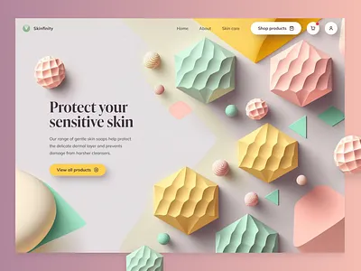 Skinifinity - Soaps for Sensitive Skin 3d beauty branding colorful design ecommerce geometric illustration landing page muted pastel textured ui ux web design website