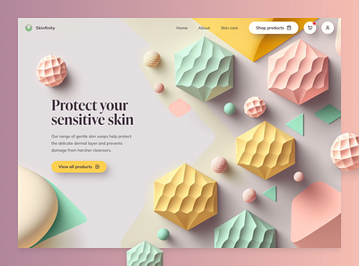 Skinifinity - Soaps for Sensitive Skin 3d beauty branding colorful design ecommerce geometric illustration landing page muted pastel textured ui ux web design website
