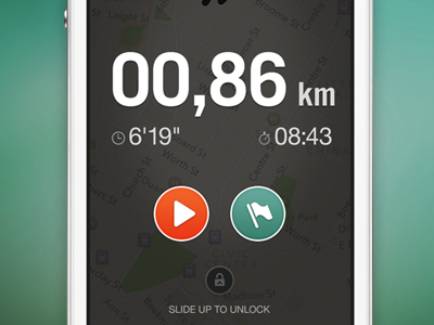 Track Counter dark gray ios app map orange turquoise