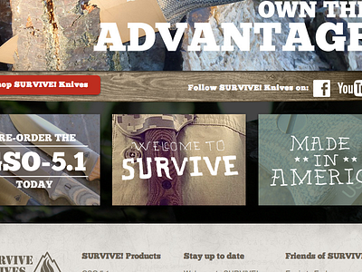 SURVIVE! Knives home 717studios knives tactical web design