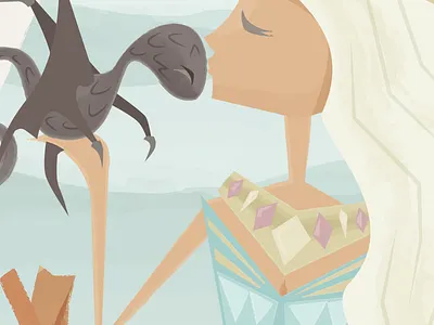 Khaleesi dragons game of thrones grain illustration khaleesi texture watercolor