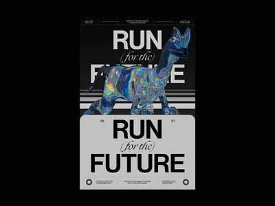 Run for the future, 3D Motion Graphics, Poster 3d animation branding concept design digital design dino editorial figma glass illustration motion motion graphics poster rigging typography ui uidesign uiux