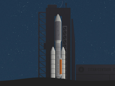 Spaceship in the '70s illustration space