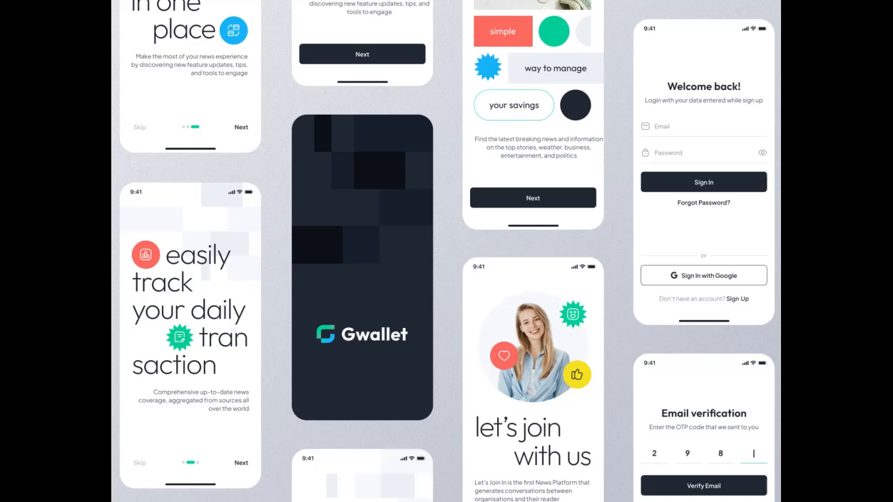 Gwallet Onboarding to Login by Milan Kodavala on Dribbble