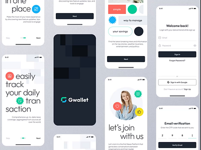 Gwallet Onboarding to Login animation design figma kmilan101 milan kodavala milan sagar ui uianimation ux