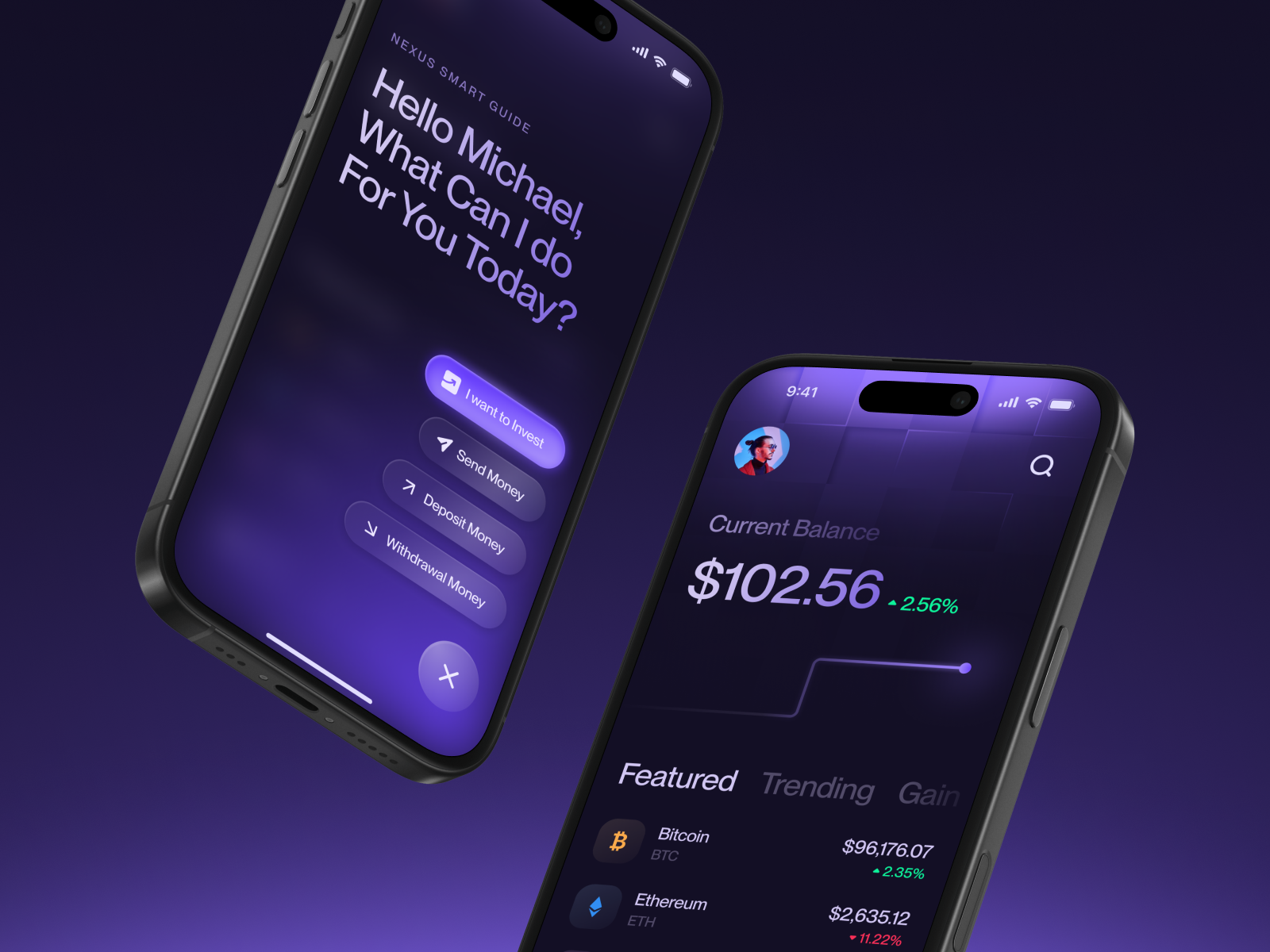 Crypto Wallet App Concept ai app artificial intelligence concept crypto cryptoapp darkui design fintech fintechui graphs investmentapp money product design ui ux wallet
