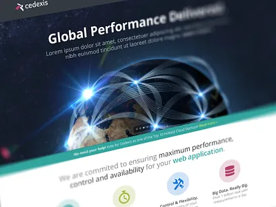New Cedexis Homepage 960 homepage icons landing page network single page speed website