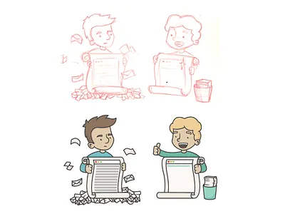 Unroll.Me Illustration character concept homepage illustration mail me organize sketch unroll unsubscribe vector