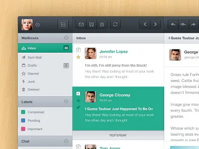 Mail App. PSD Included. active app avatar button free grey interface mail profile psd ui user