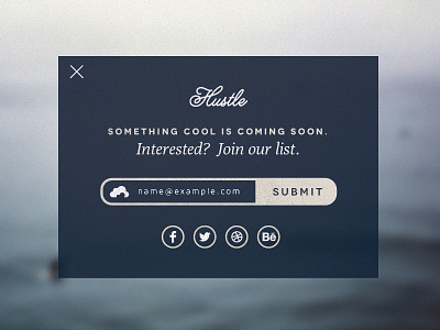 Hustle Modal UI blurred blurred background email h hustle icons landing page lettering modal nautical newsletter script sea typography ui vintage web