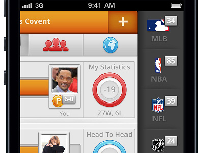 Sports sidebar black grey iphone orange sidebar