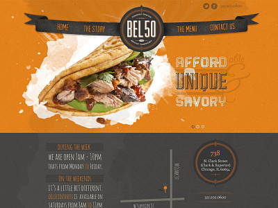 Bel 50 bel50 one page design restaurant website waffles