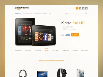 Amazon Rework Attempt adobe amazon amazon.com apple clean commerce dribbble e commerce ecommerce flat gadget gray iphone itunes kindle mac book macbook minimal music orange photoshop redesign shop sony store ui ux web web design