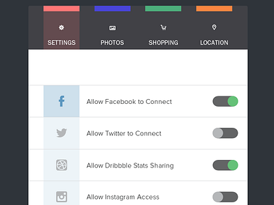 Menu Settings location menu photos setting shopping web