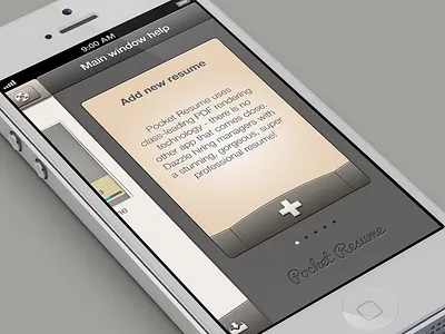 Pocket Resume sidebar app brown buttons cv folder iphone madebyvadim navbar paper pocket resume sidebar tap bar texture
