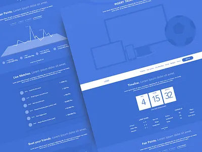 Wireframe - Fantasy Soccer Game blue blueprint cta devices fantasy football list match plans score sketch soccer sports statistics stats trial wireframe