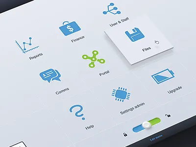 GetScheduled Lite App - User Menu app application dashbaord edit files finance help ico icon interface menu navigation photoshop portal raports search security staff upgrade user