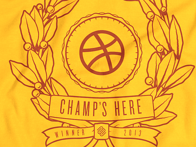 Champ's Here beeries berries dribbble ball mutual mobile prize ribbons seal shirt ugh ribbons winner wreath
