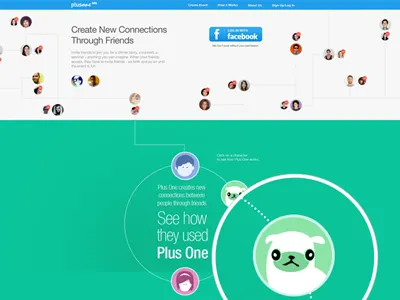 Joinplusone.com Homepage clean color events homepage illustration minimal p1 plusone ui ux website
