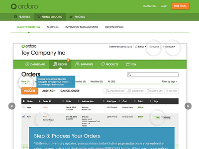 Ordoro Web Site Refresh abril text avant garde foundation ordoro product tour sass