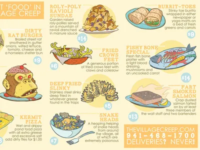 Menu Interior for Bistro Creep bistro creep design drawing food gross illustration menu