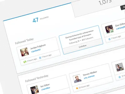 Twitter user tasting app cards clean flat minimal twitter ui web