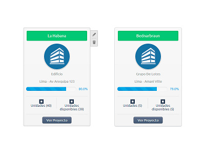 Projects - Block view block view delete edit frontend hover interface loading project ui