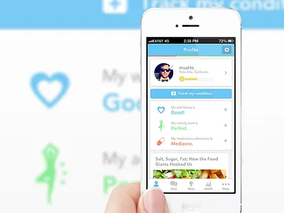 Medical/health App Flat UI Profile app dashboard flat health health app ios ios app iphone iphone app medical medical app mobile mobile app profile ui