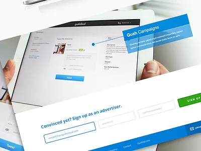 Landing page Signup blue css fixx flat html ipad minimal psd ui