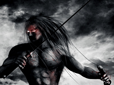 Ninja warrior concept art digital art futuristic oriental painting samurai science fiction