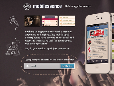 Landing Page . app blurred branding clean dark dashed dotted drawing email festival form illustration ios landing landing page mobilessence mono osx signup site sziget tablet ui web webdesign website