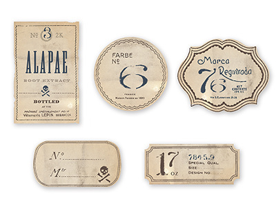 Old Labels apothecary bottles color death design drink icon illustration labels logo old paper retro shape tag type vintage