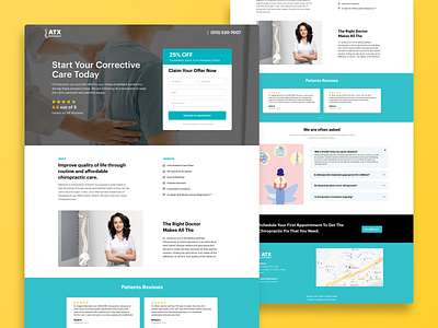 Chiropractor - Landing Page 3d adobe xd agency animation blue branding bright call to action chiropractor clinic design design service graphic design health illustration landing page logo ui vector yellow
