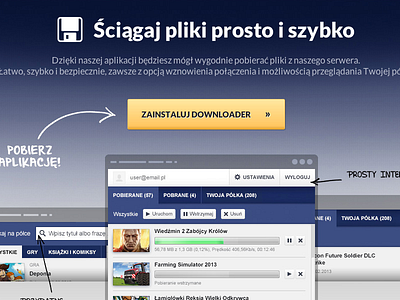Cdp Downloader app blue cdp downloader icons landing page navi simple website