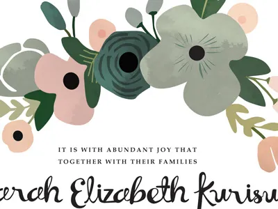 Wedding Invite Snap Shot 2 colors floral type watercolor wedding