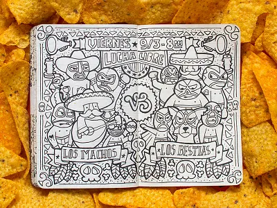 #MoleskineDaily_42 desenho doodle doritos illustration ilustração lucha libre making of mexico moleskine nacho
