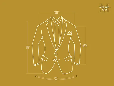 Suit Up! gold illustration line drawing measurements suit typography vector