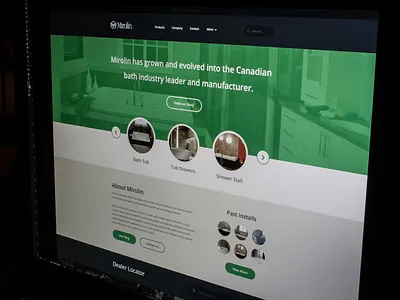 Mirolin Landing Page Concept clean concept design agency flat flat design flat ui green home page landing page metro mike busby minimal modern round buttons toronto wip