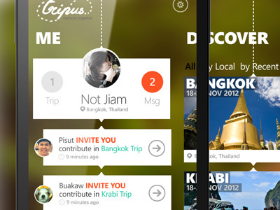 TripUs app mobile travel ui windows phone