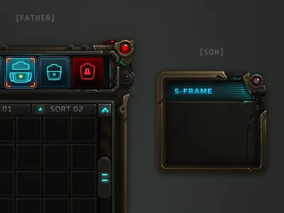 Wildstar Basekit bag icon basekit close button futuristic game ui mechanical mmo modding photoshop photoshop painting space tech wildstar window