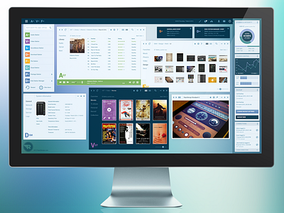 OS Preview on Display admin audio clean design display dsm flat gui interface nas operating system os photo purple storage synology toolbar ui user video widget widgets window