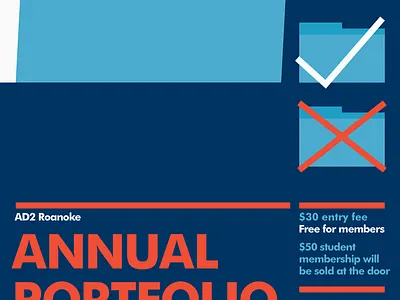 Portfolio Review Poster ad2 blacksburg blue folder futura portfolio poster red review roanoke white