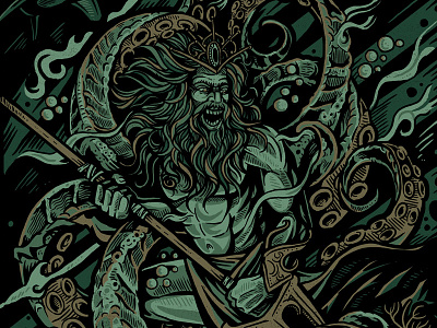 Release The Kraken americana art battle castle derrick castle design epic greek illustration kraken mythology nashville poseidon sea straw castle strawcastle trident
