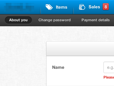 Settings form glyphicons image upload navbar settings subnav tooltip validation