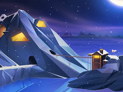 Northern Escape hut ice moon mountains