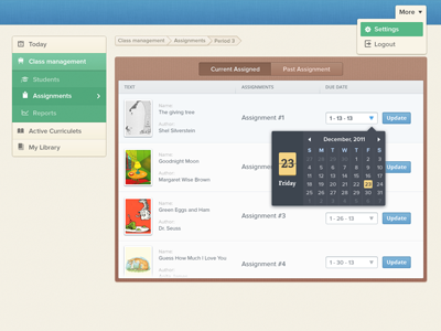 assignments app ebooks education green ui ux web